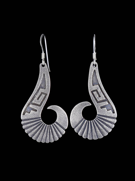 Navajo Sterling Silver Overlay Dangle Earrings