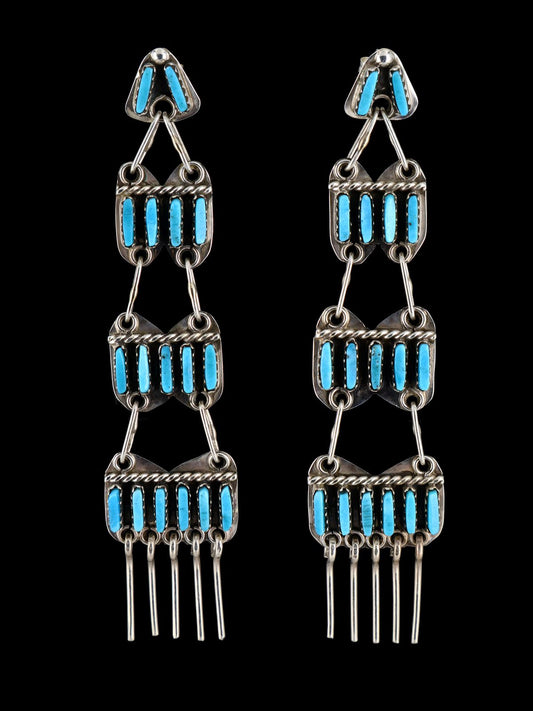 Zuni Inlay Jewelry Turquoise Post Earrings