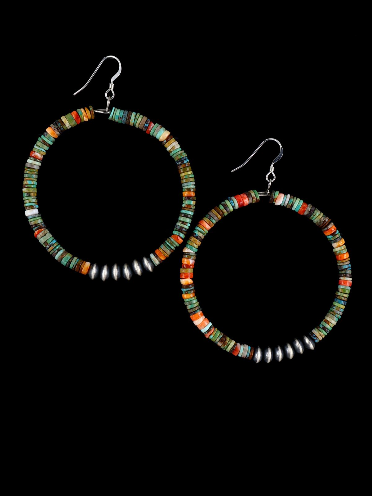 Spiny Oyster and Turquoise Sterling Silver Bead Earrings