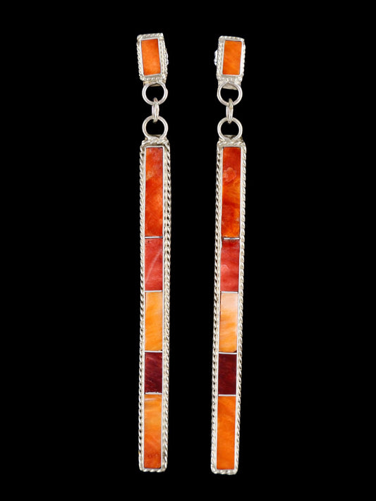 Sterling Silver Zuni Spiny Oyster Inlay Earrings