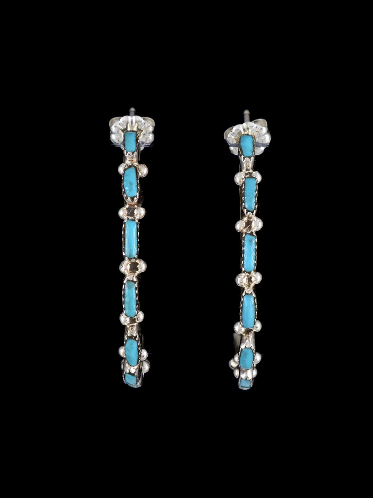 Zuni Turquoise Half Hoop Post Earrings