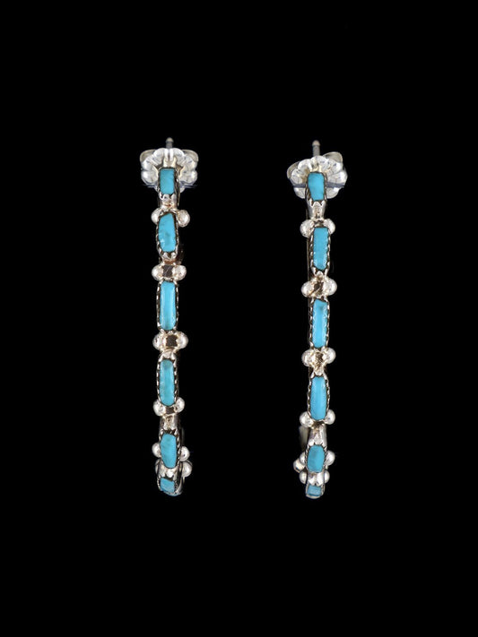 Zuni Turquoise Half Hoop Post Earrings