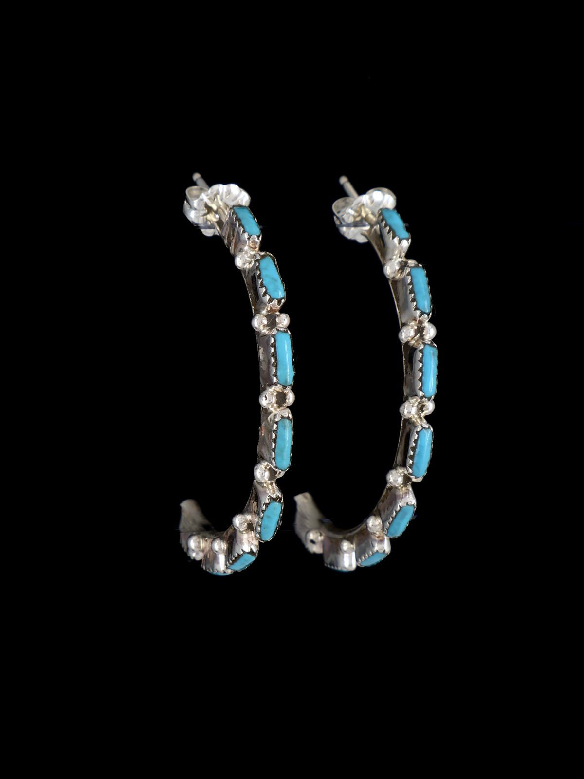 Zuni Turquoise Half Hoop Post Earrings