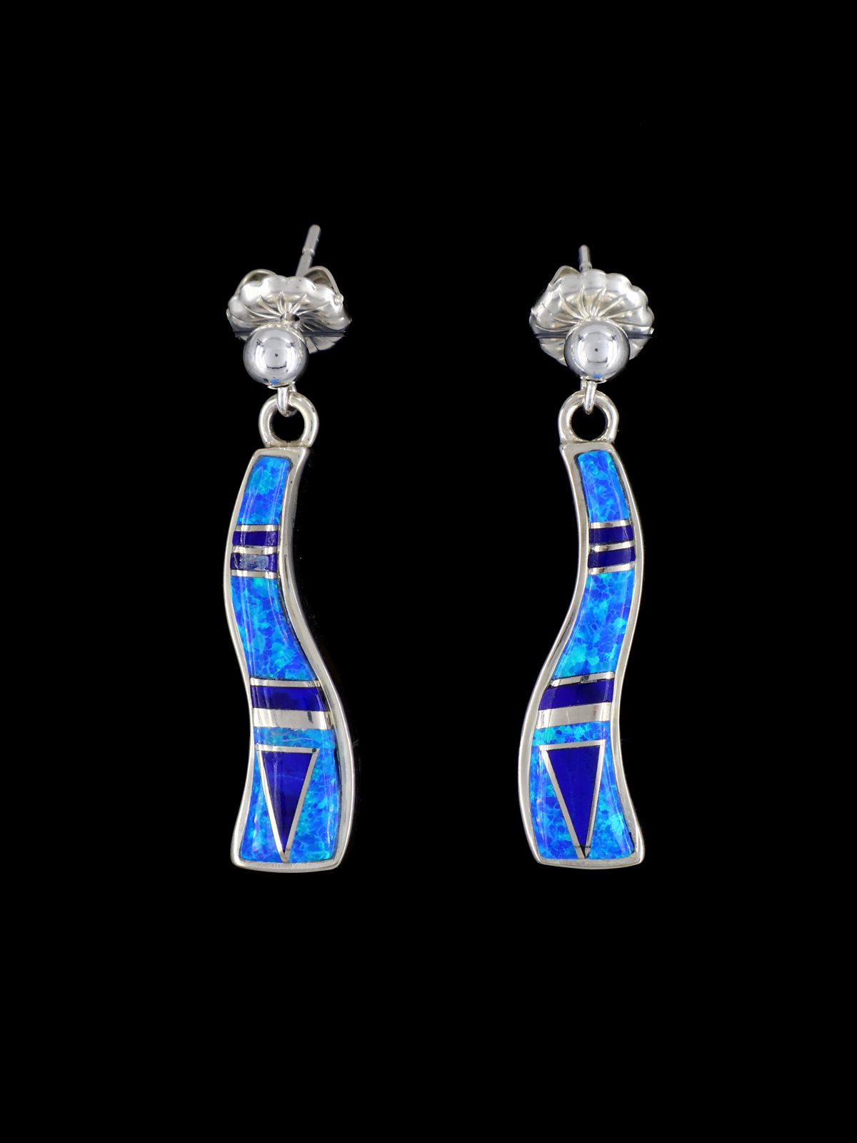 Native American Opalite Inlay Dangle Earrings