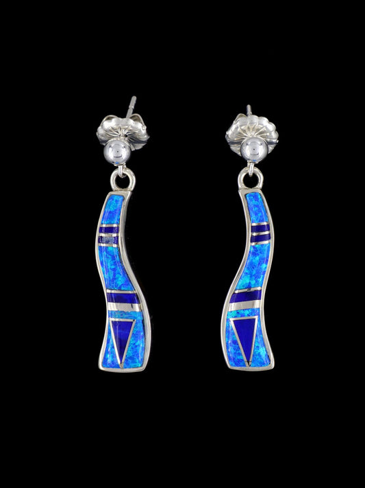 Native American Opalite Inlay Dangle Earrings