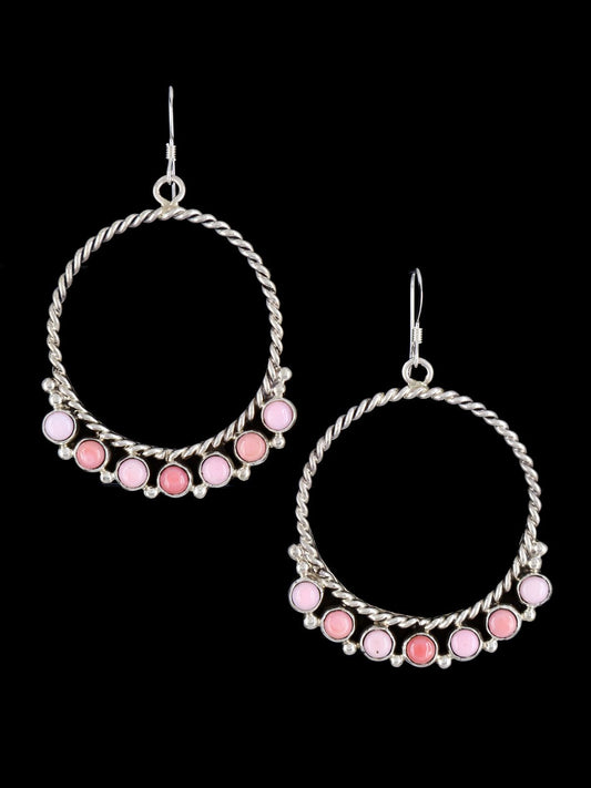 Navajo Pink Conch Sterling Silver Dangle Earrings
