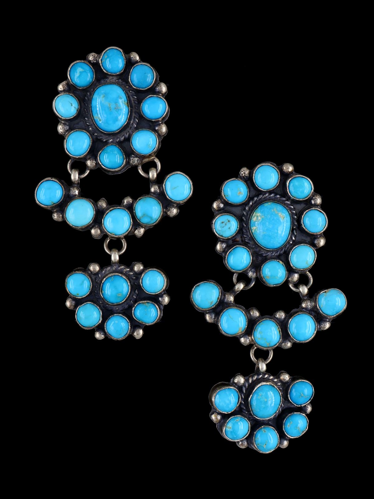 Navajo Sterling Silver Kingman Turquoise Post Earrings