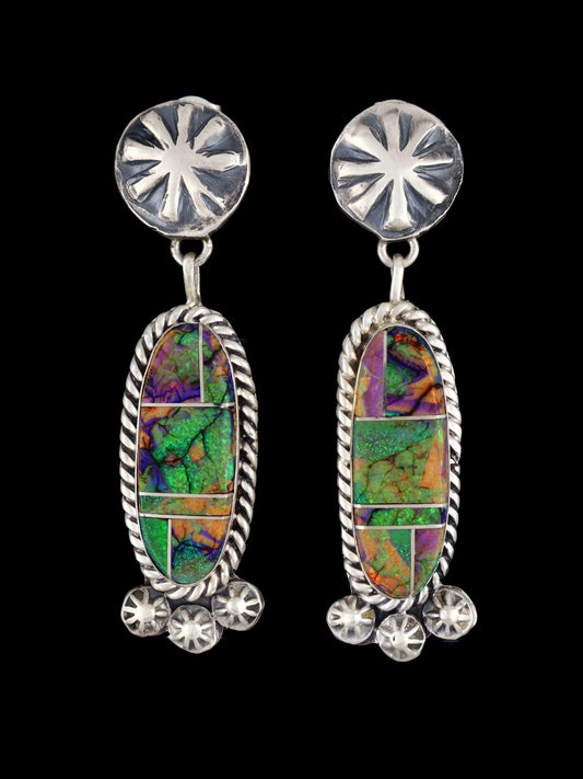 Navajo Spiderweb Opal Sterling Silver Post Earrings