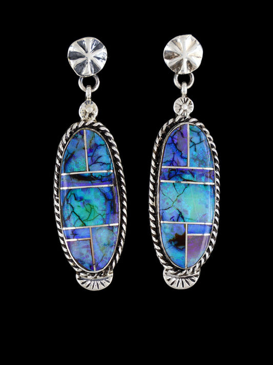 Navajo Spiderweb Opal Sterling Silver Post Earrings