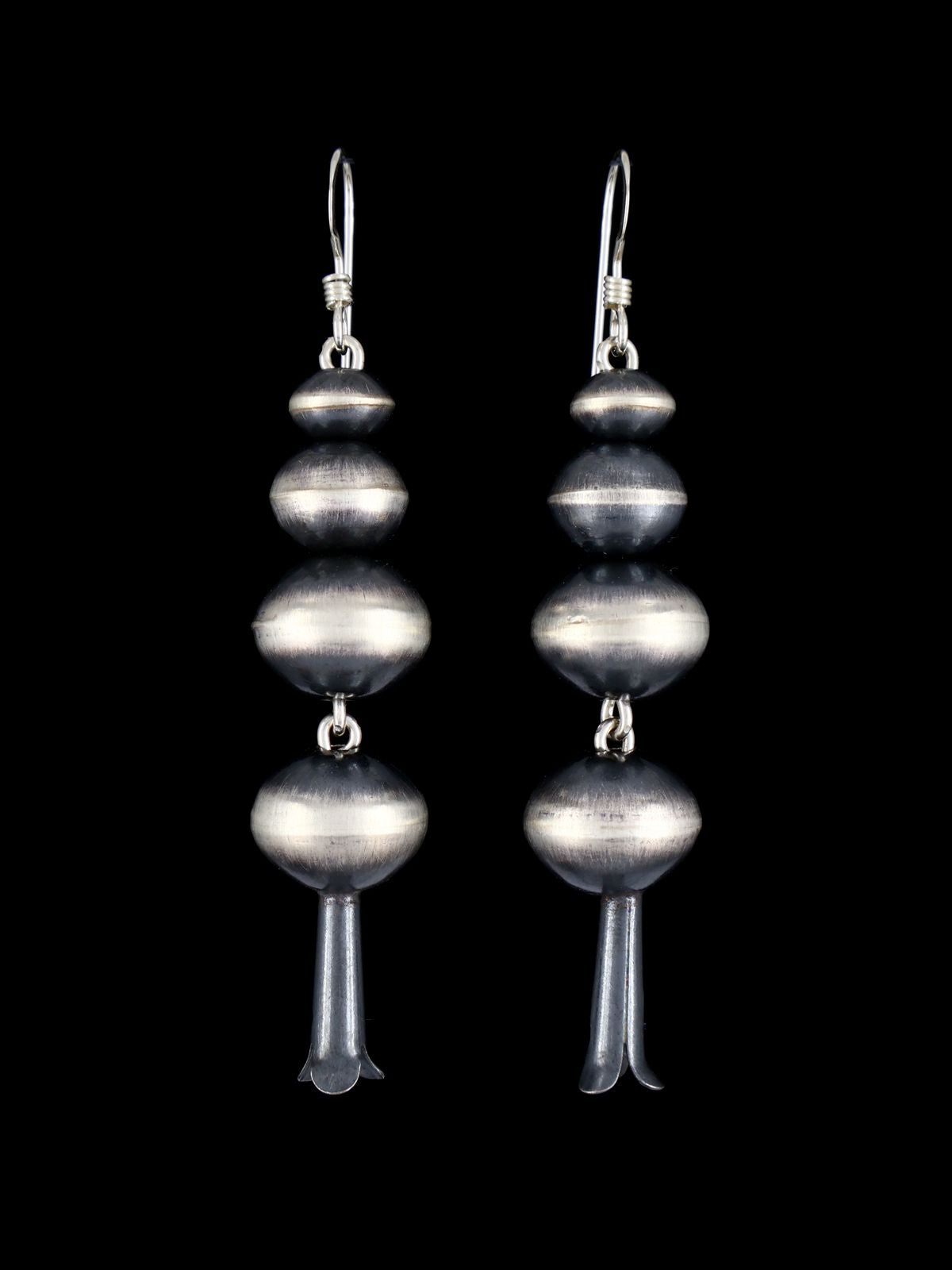 Navajo Sterling Silver Blossom Flute Earrings