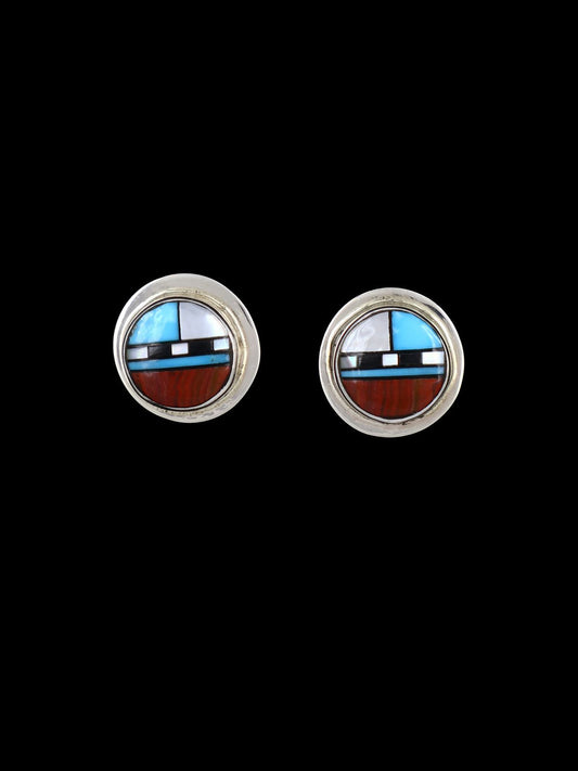 Multistone Zuni Inlay Dangle Earrings
