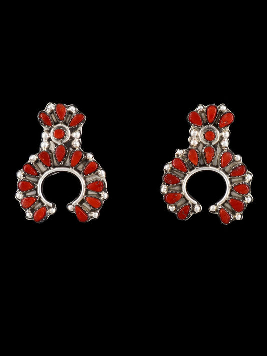 Native American Jewelry Coral Zuni Post Earrings