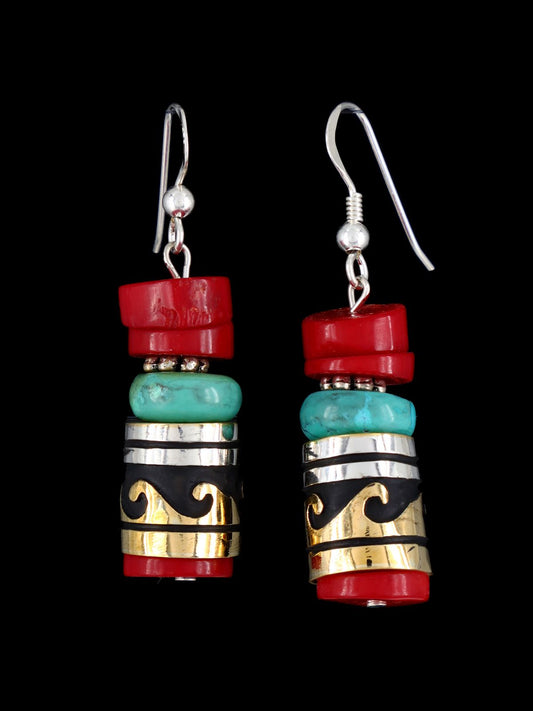 Navajo Multistone Beaded Dangle Earrings