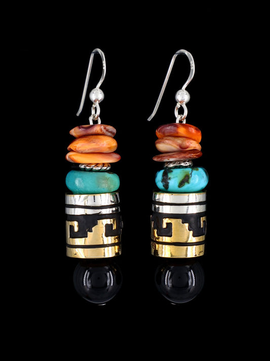 Navajo Multistone Beaded Dangle Earrings