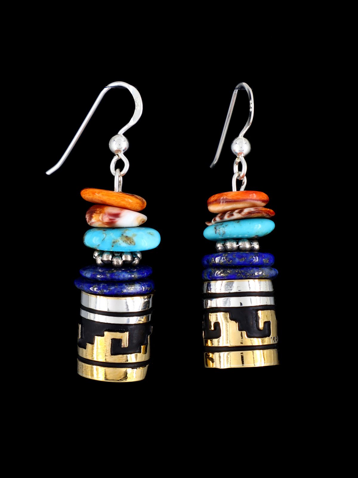 Navajo Multistone Beaded Dangle Earrings