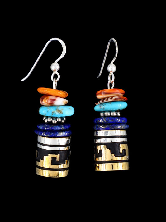 Navajo Multistone Beaded Dangle Earrings
