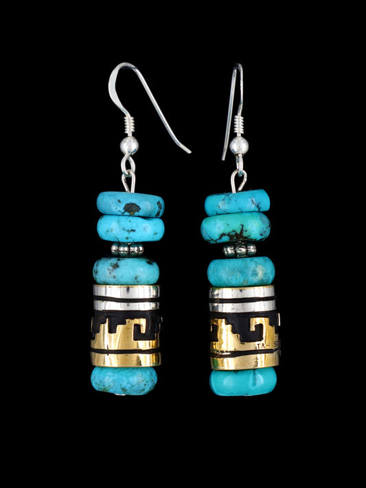 Navajo Multistone Beaded Dangle Earrings