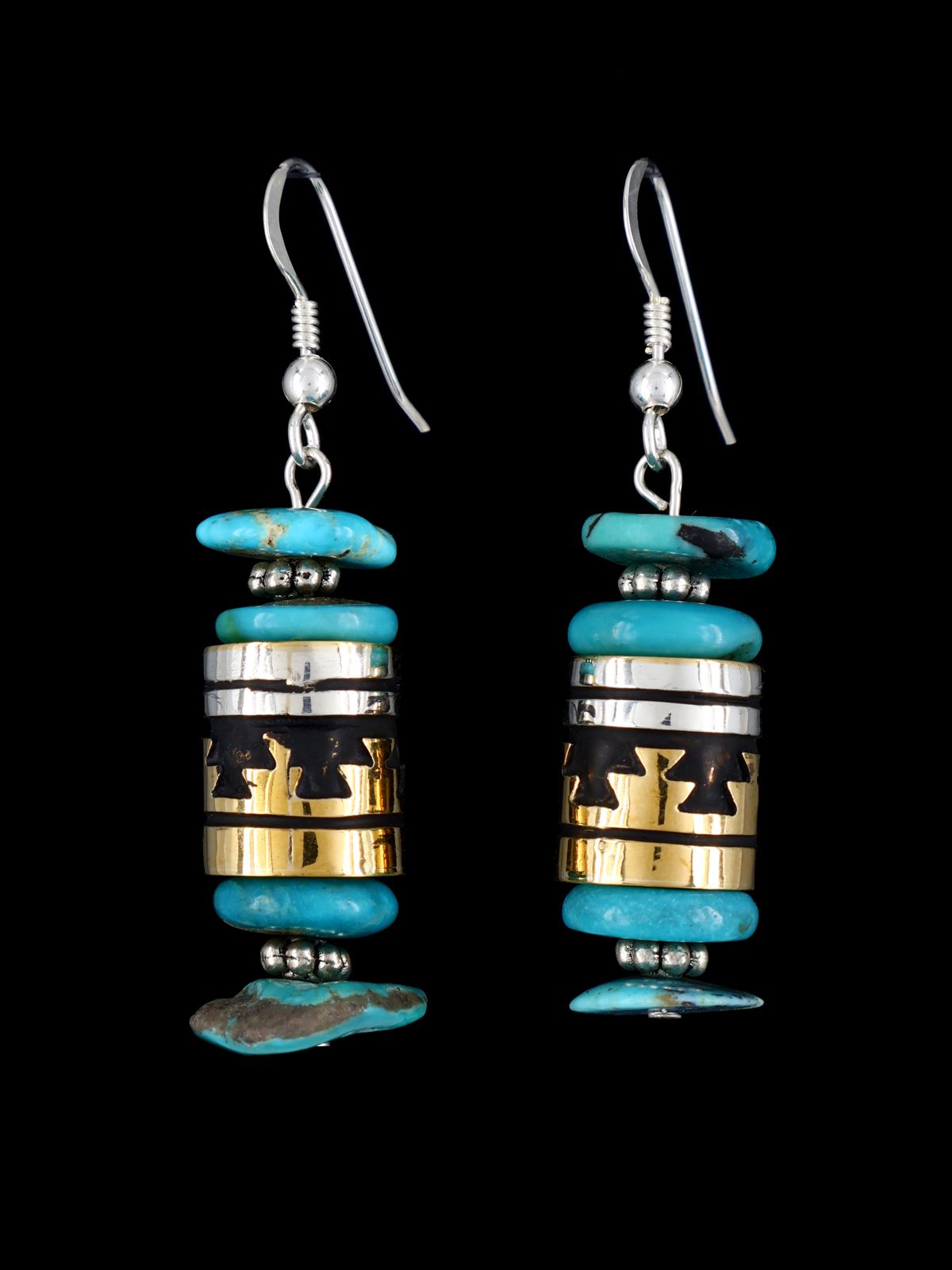 Navajo Multistone Beaded Dangle Earrings