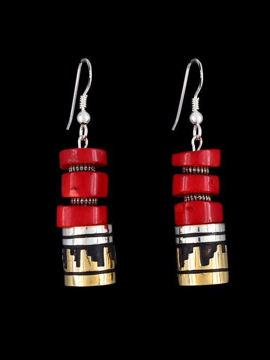 Navajo Multistone Beaded Dangle Earrings