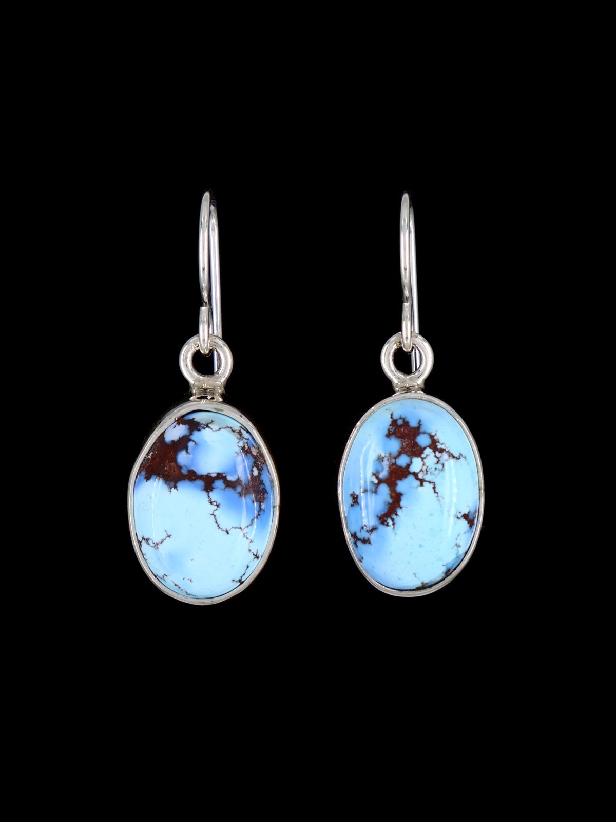 Navajo Sterling Silver Golden Hill Turquoise Dangle Earrings