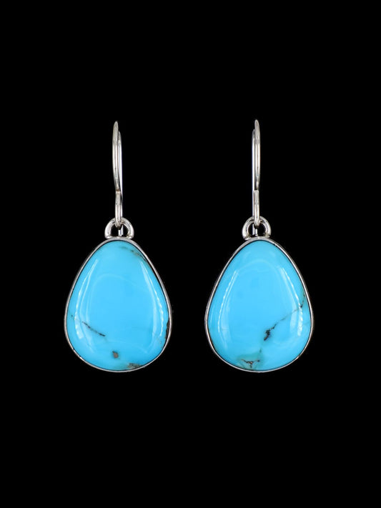 Navajo Kingman Turquoise Sterling Silver Dangle Earrings