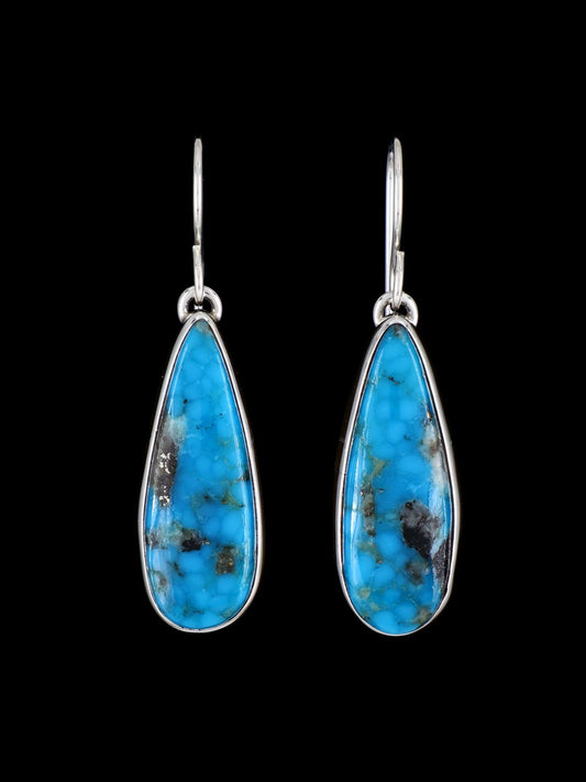 Navajo Kingman Turquoise Sterling Silver Dangle Earrings