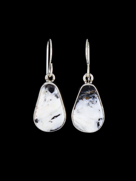 Navajo White Buffalo Sterling Silver Dangle Earrings