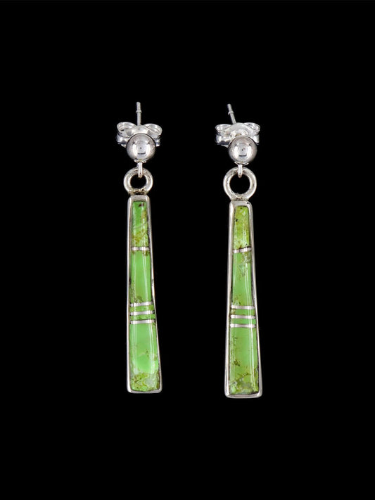 Navajo Gaspeite Sterling Silver Inlay Post Earrings