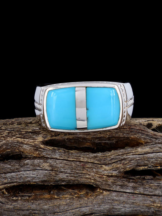Turquoise Inlay Ring, Size 9 3/4