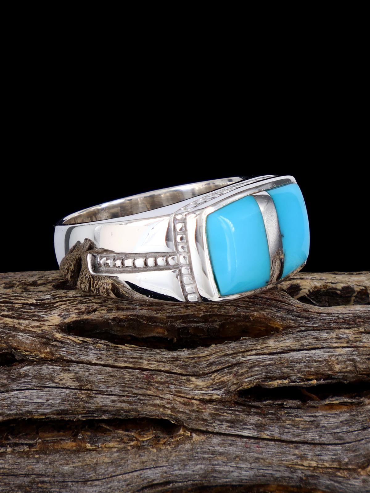 Turquoise Inlay Ring, Size 9 3/4