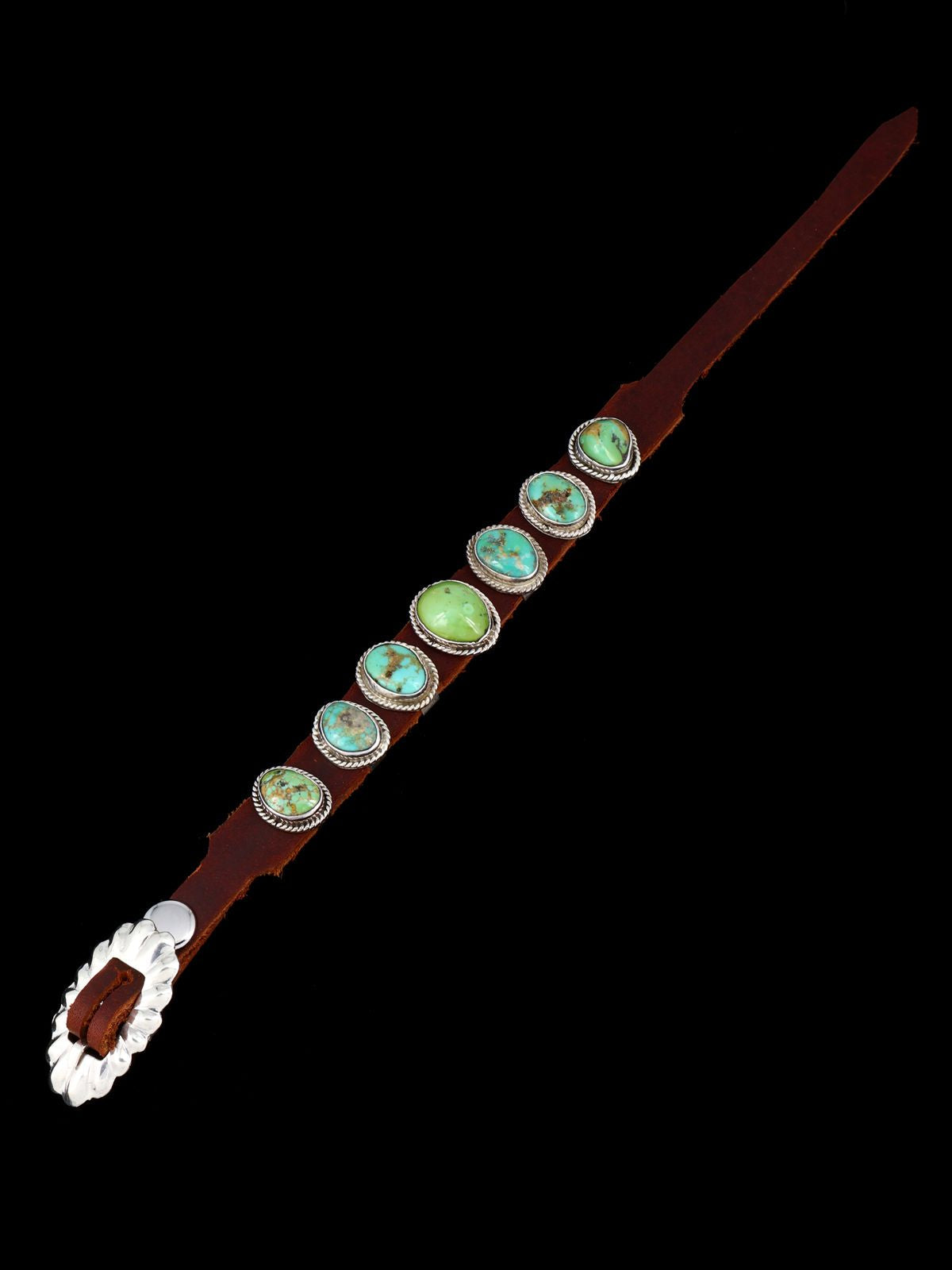 Native American Turquoise Leather Band Bracelet