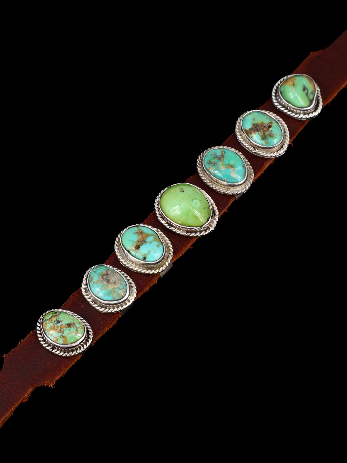 Native American Turquoise Leather Band Bracelet