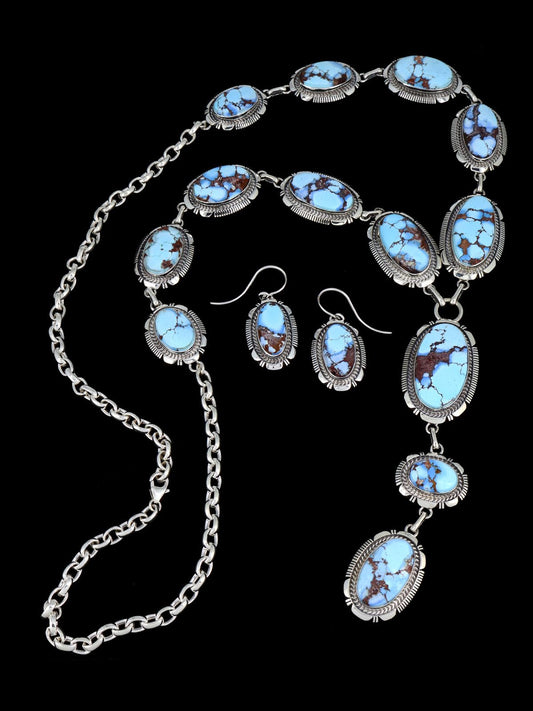 Golden Hill Turquoise Sterling Silver Lariat Necklace Set