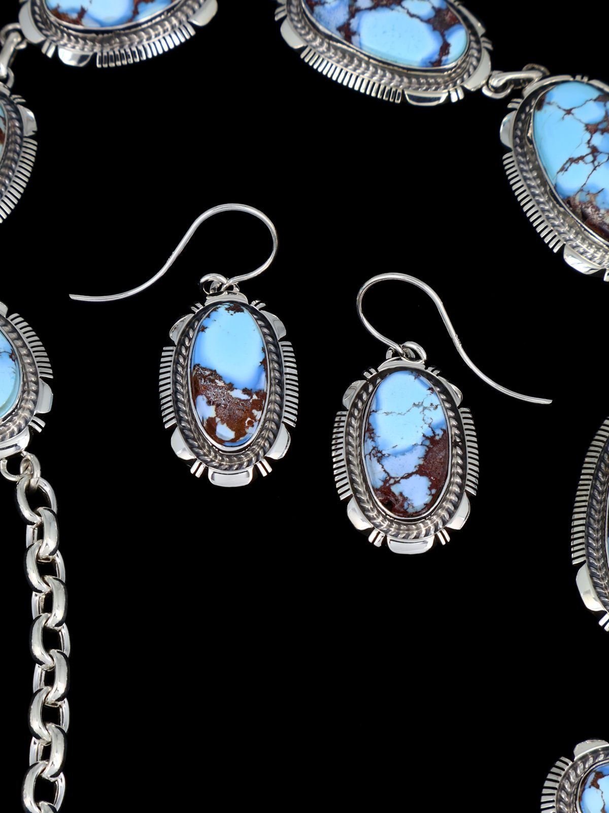 Golden Hill Turquoise Sterling Silver Lariat Necklace Set