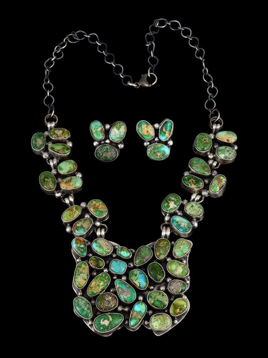 Native American Sterling Silver Sonoran Gold Turquoise Necklace Set