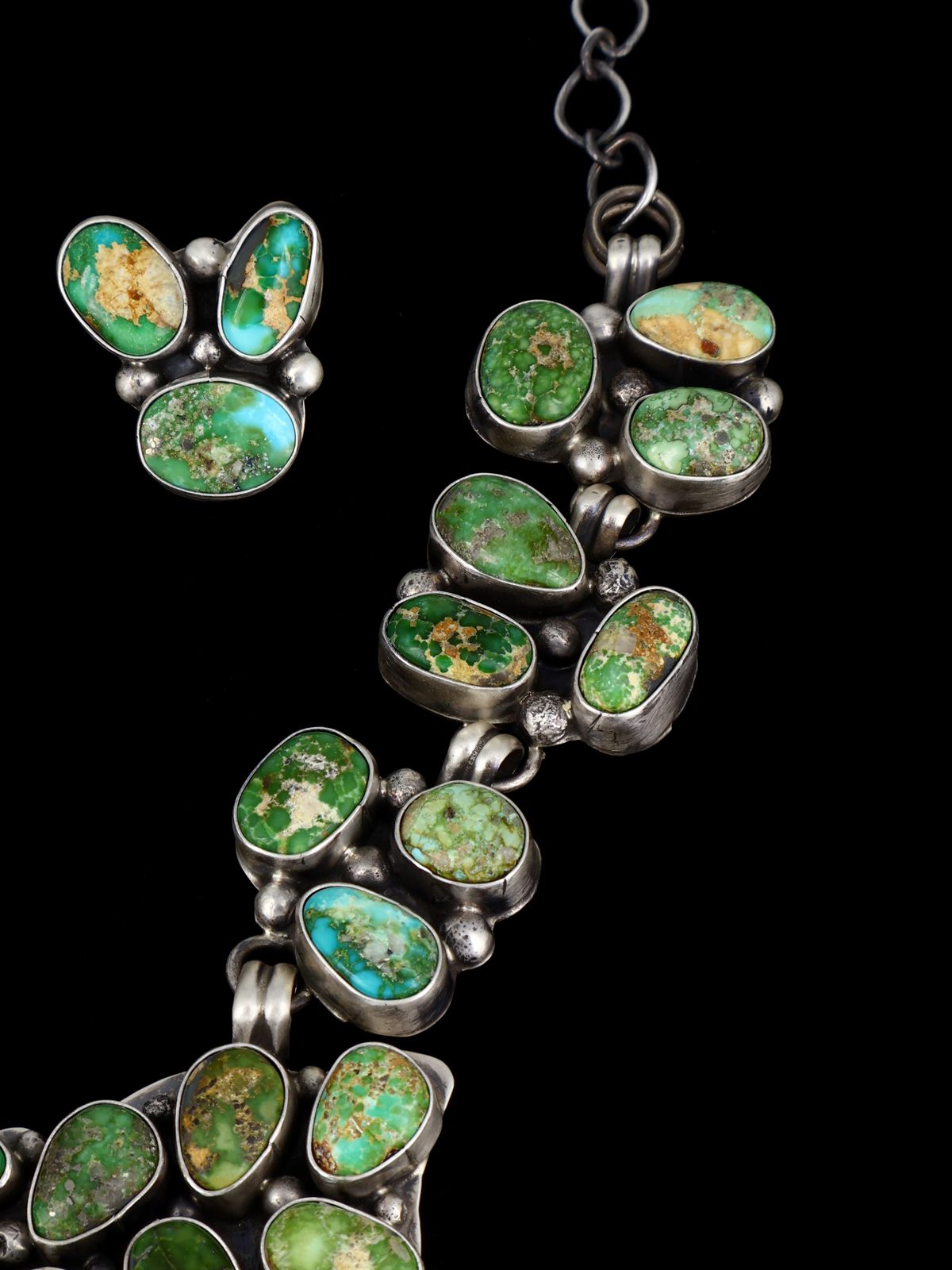 Native American Sterling Silver Sonoran Gold Turquoise Necklace Set