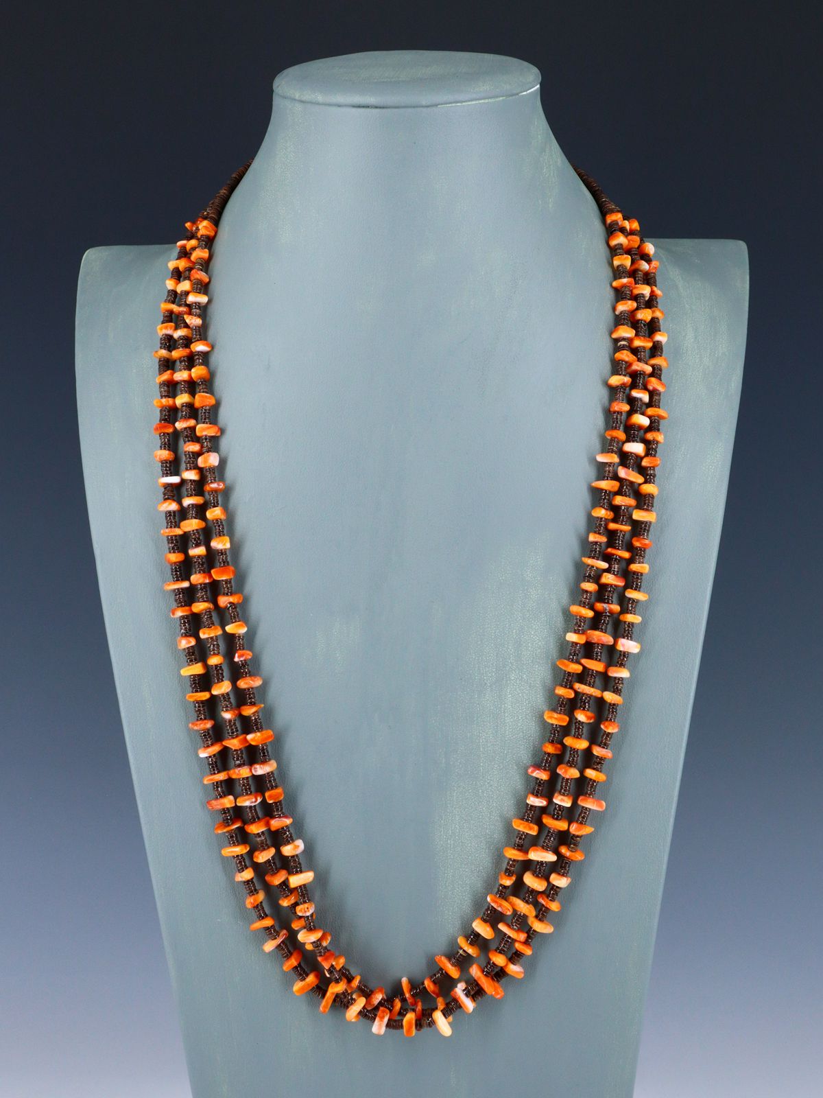 Native American Spiny Oyster Triple Strand Necklace
