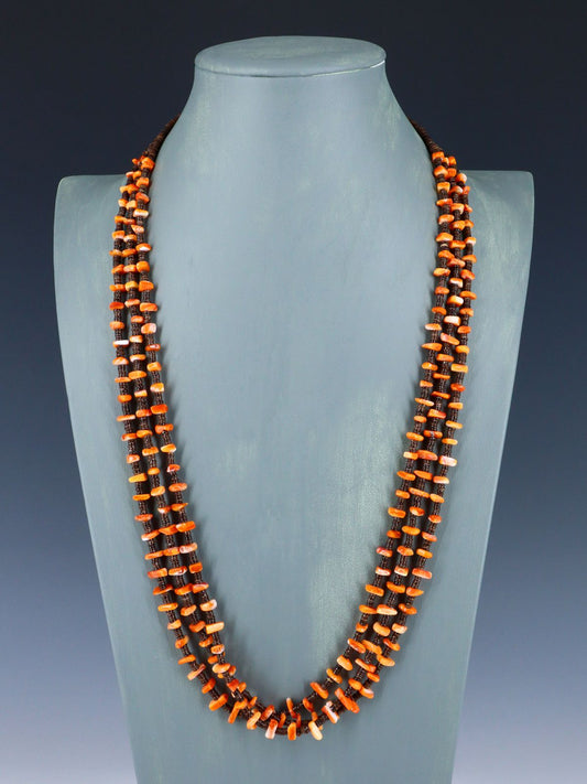 Native American Spiny Oyster Triple Strand Necklace