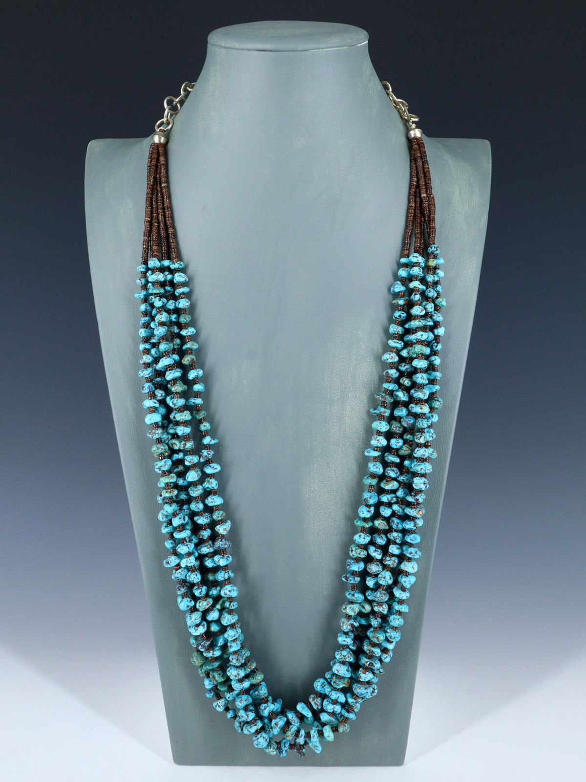 Native American Santo Domingo Turquoise Nugget Five Strand Necklace