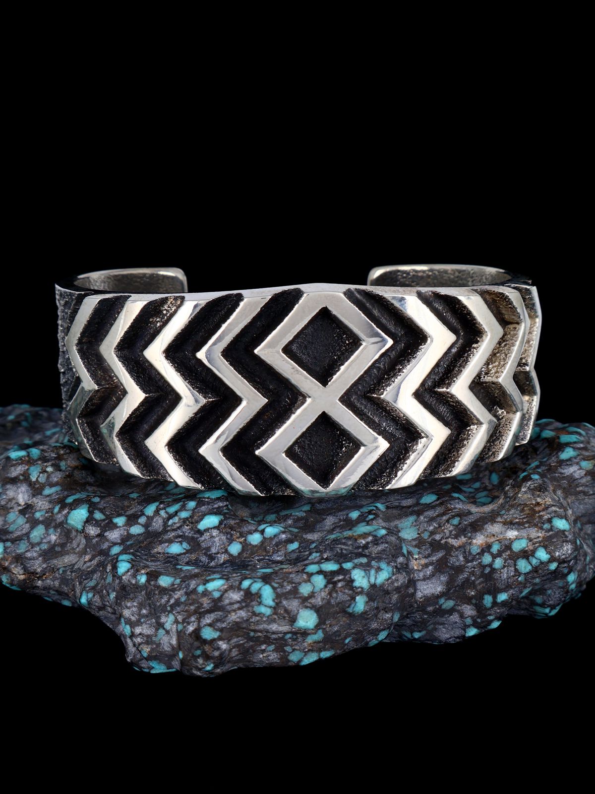 Navajo Tufa Cast Sterling Silver Cuff Bracelet