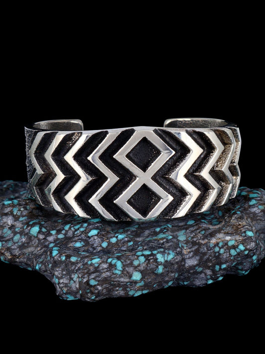 Navajo Tufa Cast Sterling Silver Cuff Bracelet