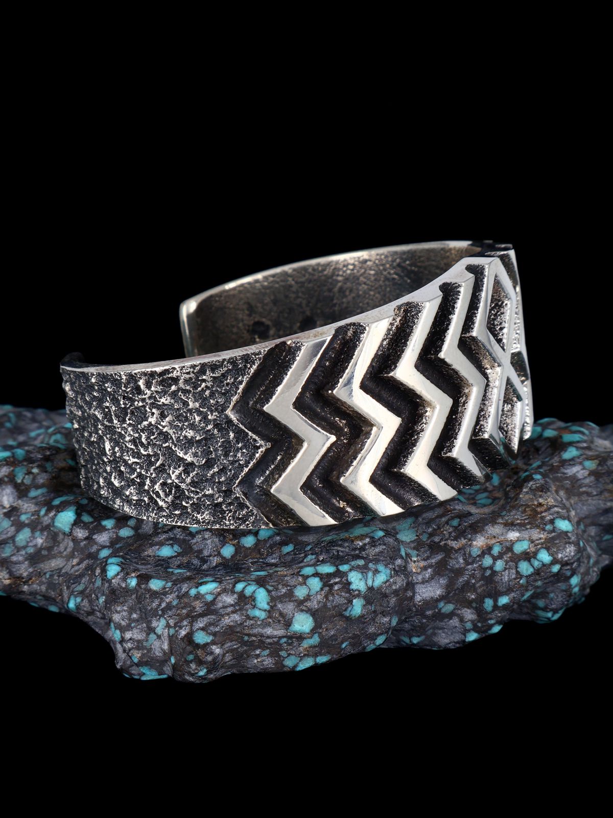 Navajo Tufa Cast Sterling Silver Cuff Bracelet