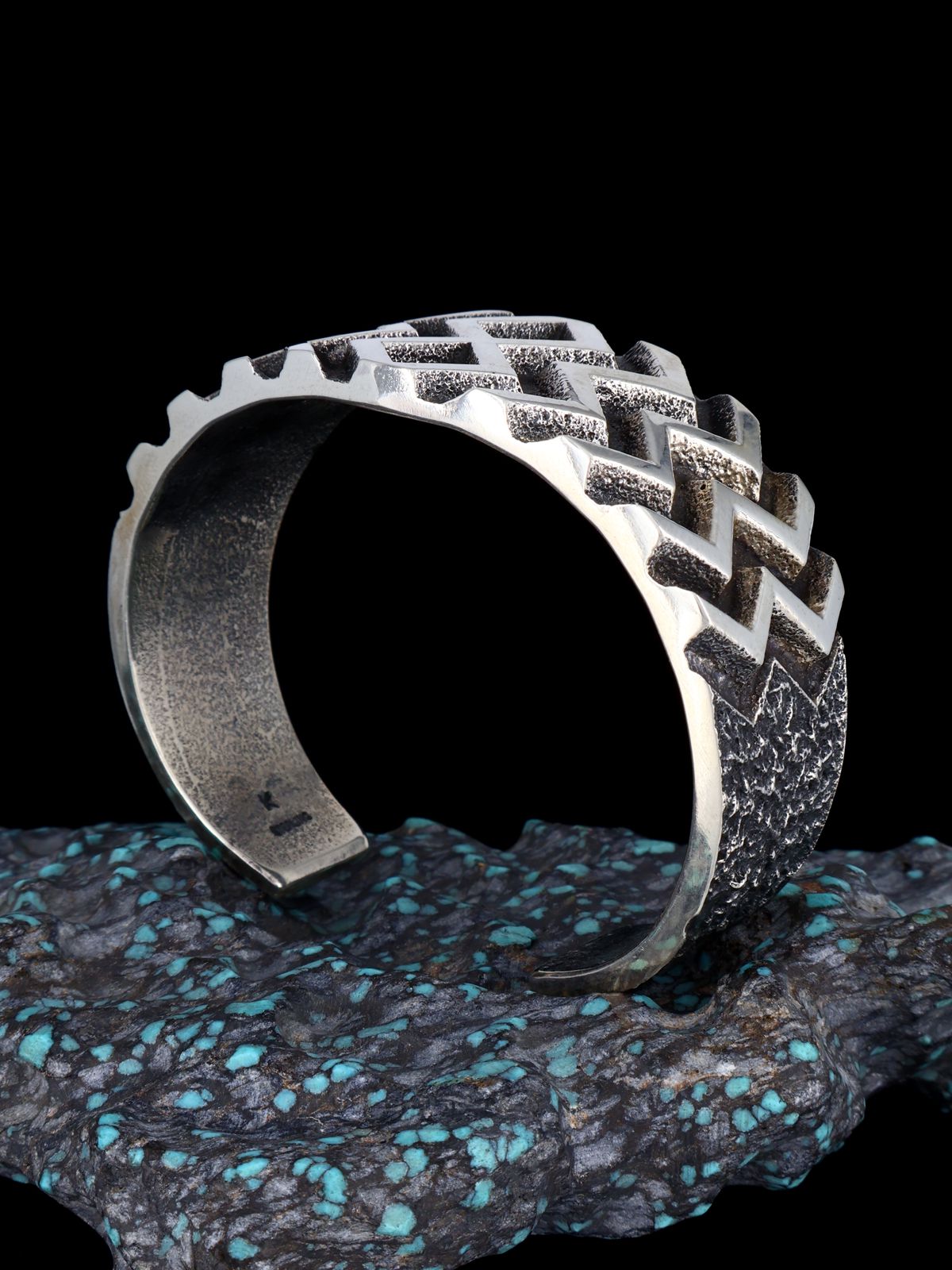 Navajo Tufa Cast Sterling Silver Cuff Bracelet