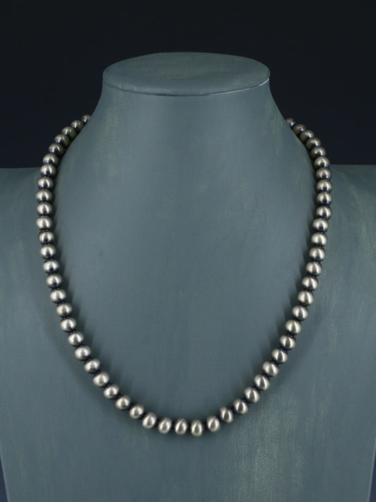Navajo Sterling Silver 8mm Beaded Necklace