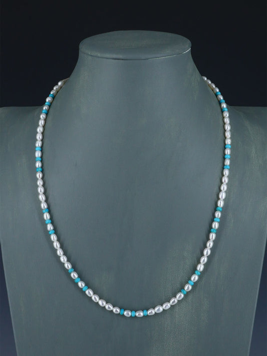 Native American Pearl and Turquoise Beaded Necklace