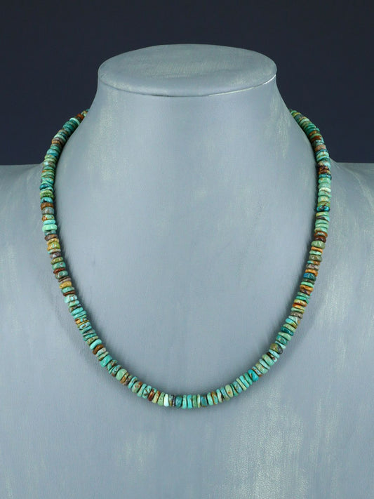 Navajo 18" Single Strand Green Turquoise Beaded Necklace