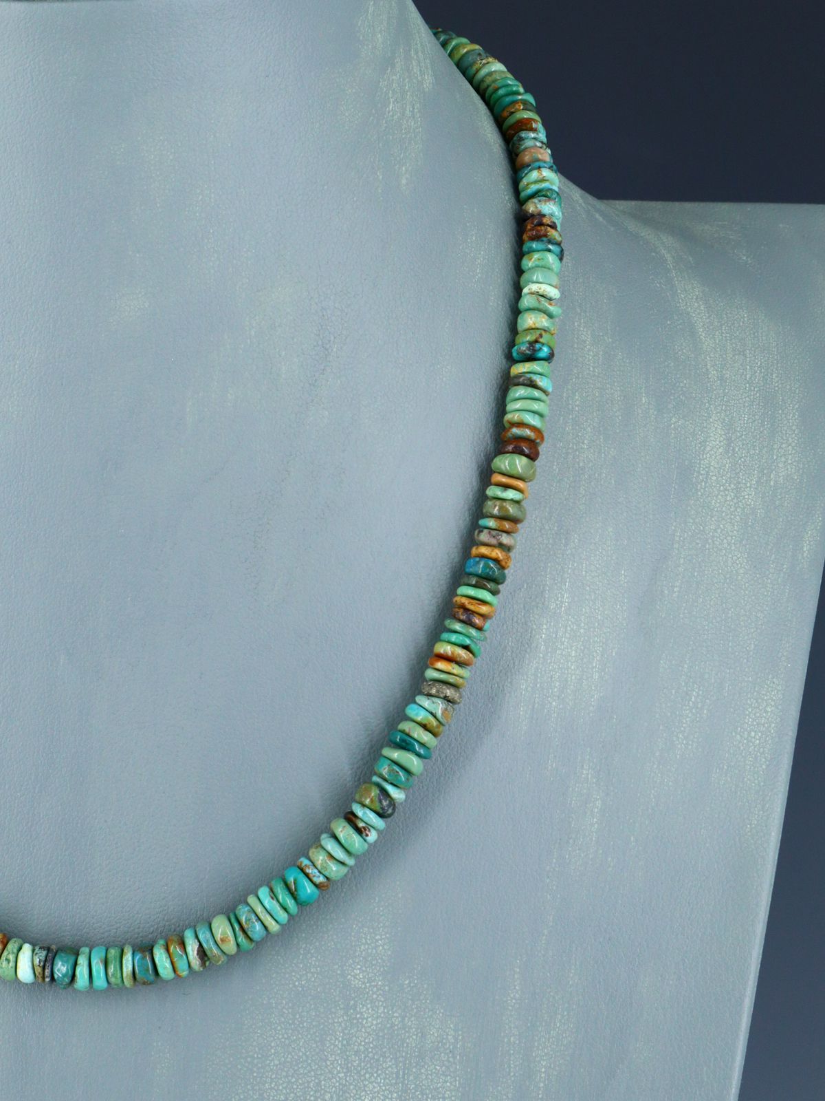 Navajo 18" Single Strand Green Turquoise Beaded Necklace