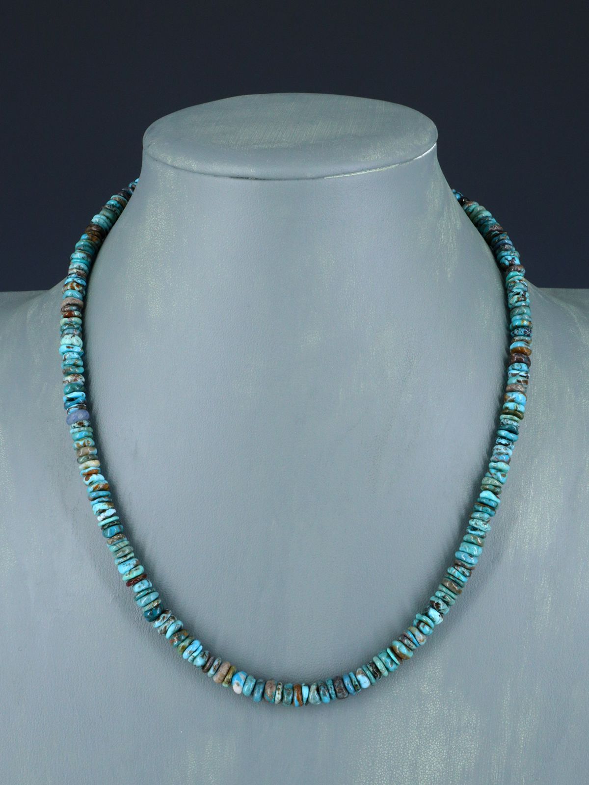 Navajo 18" Single Strand Turquoise Beaded Necklace