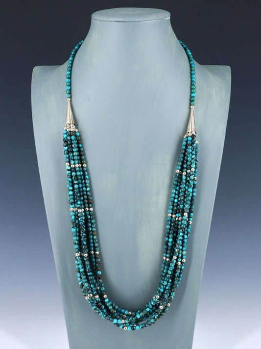 Native American Skyhorse Turquoise Nine Strand Necklace