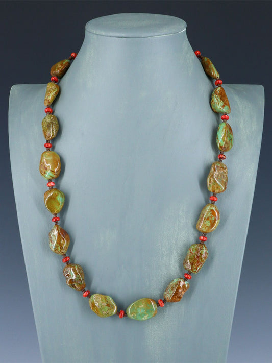 25" Native American Turquoise Nugget Necklace